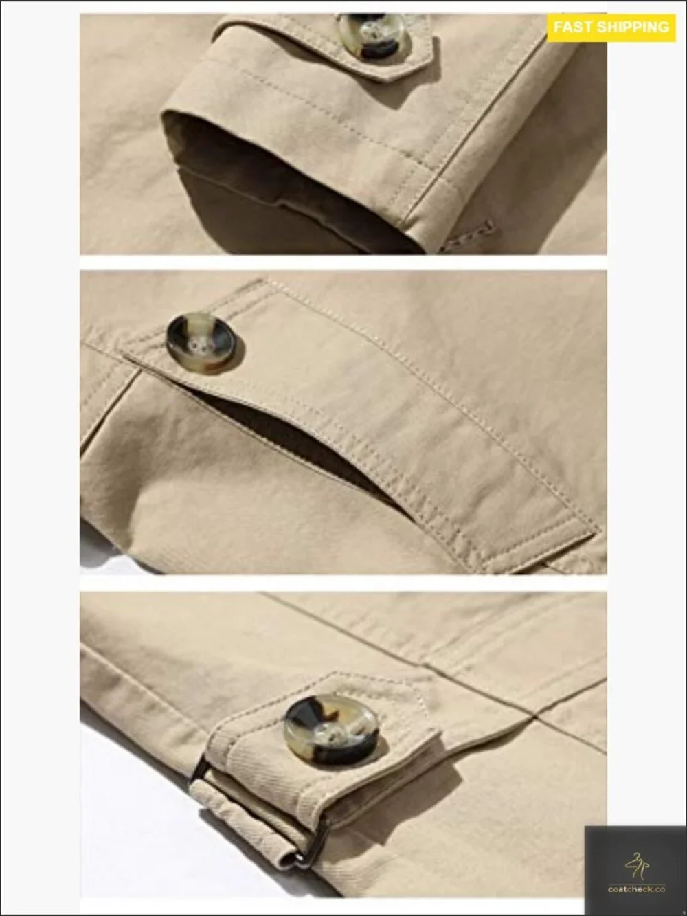 Slim Notched Collar Single Breasted Cotton Jacket Office Trench Coat Solid